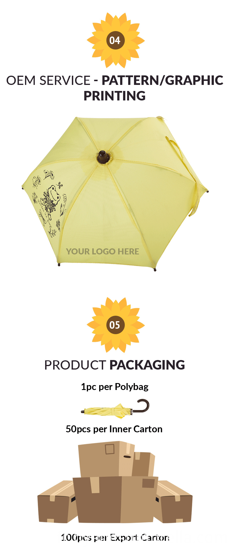 Petit parapluie de jouet d'affichage décoratif jaune Packagin Yellow Decorative Display Small Toy Umbrella Packagin